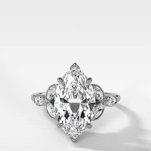 Bagues de fiançailles en diamant marquise 3 carats, sertissage à griffes de 2,1 mm, inspirées de la nature, solitaires cultivés en laboratoire, bijoux fins uniques en or massif 14k 18k - Product Image 3