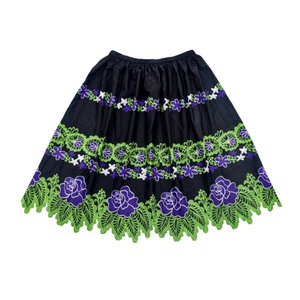 Jupe courte tendance pour femme à prix abordable, brodée de fleurs, coupe trapèze, avec taille plissée et cordon élastique - Product Image 6