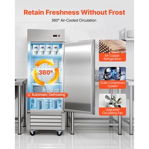 Congelatore Commerciale a Porta Singola 29"W 22 Cu.Ft in Acciaio Inox Verticale con Sbrinamento Automatico e 4 Ripiani Regolabili - Product Image 3