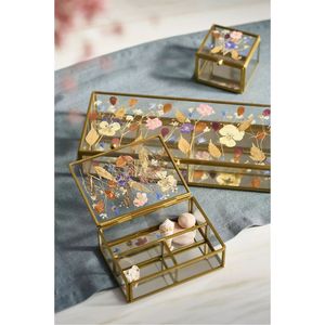 Handmade Clear <b>Glass</b> Jewelry Storage <b>Box</b> Antique Gold Metal Keepsake <b>Box</b> Decorative Trinket Organizer for Jewelry Accessories - Product Image 3