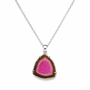Colgante de Lujo de Plata de Ley 925 con Turmalina Sandía en Rodaja, Amuleto de Diseño, Joyería Fina Hecha a Mano - Product Image 1