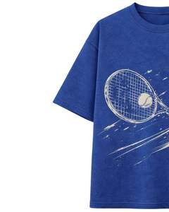 Camiseta Gráfica de Tenis Anime Azul para Hombre, Algodón Oversize, Estilo Urbano, Estampada, Casual de Verano, Fabricante OEM Personalizado - Product Image 3