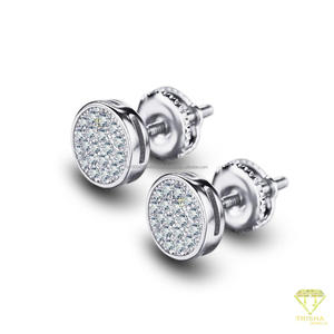 Pendientes Redondos de Diamante Moissanite Brillante, Plata de Ley 925, Joyería con Incrustaciones de Diamantes para Hombres y Mujeres - Product Image 3