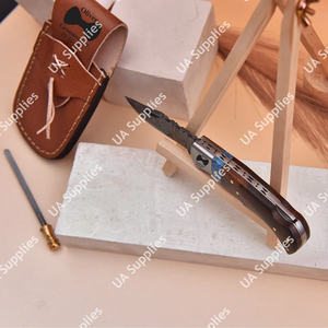 มีดพับเหล็กดามัสกัสคมกริบ สำหรับล่าสัตว์ ใช้งานได้หลากหลาย พกพาสะดวก ผลิตตามสั่ง OEM งานแฮนด์เมด พร้อมปลอก มีจำนวนสั่งขั้นต่ำน้อย ขายส่ง - Product Image 6