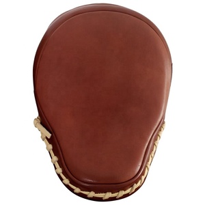Mitaines de boxe en cuir marron avec logo rouge, design incurvé rembourré, pour adultes, équipement d'entraînement d'arts martiaux - Product Image 5