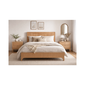 HAVASU Midcentury Modern Eco-Friendly Durable Platform Wooden <b>Bed</b> Made in Vietnam Solid Oak-Rubber Wood Bedroom Furniture - Product Image 1