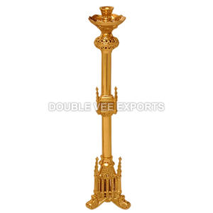 Candelero de Latón Estilo Gótico para Altar |   Candelabro Tradicional para Iglesia - DOUBLE VEE EXPORTS - Product Image 2