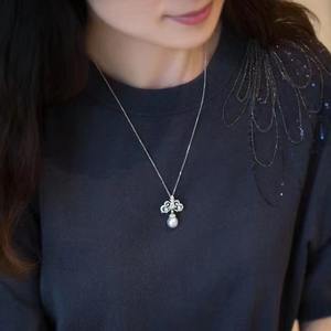 Collar con Colgante de Perla Edison Redonda de Agua Dulce de Plata de Ley S925 de Alta Calidad, Perla Blanca Grande con Cadena para Clavícula - Product Image 4