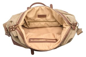 Canvas <b>Duffel</b> <b>Bag</b> With Leather Trim And Zipper Closure Travel Weekender <b>Bag</b> - Product Image 4