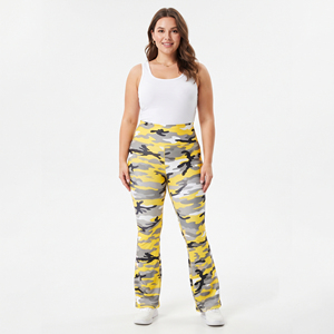 Wholesale Camouflage Flare Leg Pants <b>Women</b> Workout Wear High Waist Compression Pants Yoga Fitness Flare Pants <b>Women</b> - Product Image 2