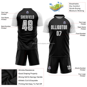 Camiseta de Fútbol Clásica Personalizada por Sublimación, Uniforme de Fútbol Blanco y Negro, 100% Poliéster de Secado Rápido, Económico, MOQ Bajo - Product Image 5