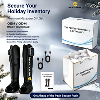 Bottes de massage des jambes sans fil à compression d'air, 6 chambres, rechargeables par USB, 8 modes, contrôle de la minuterie, pression de 30-260 mmHg pour le sport