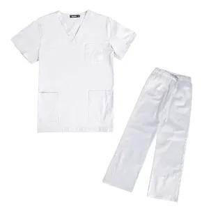 Conjuntos de Uniformes Médicos Personalizables para Enfermeras de Hospital, Cómodos, Unisex, de Tela de Sarga de Spandex/Poliéster con Detección de Agujas - Product Image 1