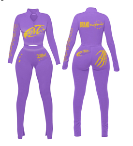 Custom Women's Waffle Knit Two-Piece Eco-Friendly Four-Way Stretch Tracksuit <b>High</b>-Waisted Drawstring Hoodie Jacket Full-<b>Knee</b> - Product Image 1