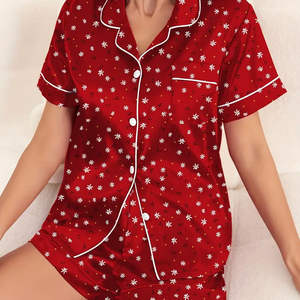 Conjunto de Ropa de Dormir para Mujer, Informal, para el Hogar, para Uso Diario, Transpirable, Pantalones Cortos hasta la Rodilla - Product Image 5