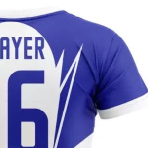 Maillot de football pour femmes bleu royal et blanc à manches courtes, respirant, pour l'entraînement, les matchs et les compétitions - Product Image 4