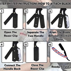 Custom Size Stainless Steel Straight Cut Throat Barber Razor Paper Coated Handle Professional <b>Men</b> Shaving Razor for Face Body - Product Image 3