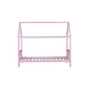 Letto a casetta rosa per bambini con testiera e pediera, con struttura in legno di gomma - Product Image 1