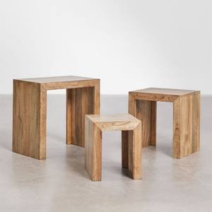 Vandana Terra Lyra Rectangular <b>nesting</b> side <b>tables</b> in Woodsen mango wood - Product Image 5