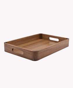 Rectangular Wooden Serving <b>Tray</b> With Carved Rope Edge Minimalist Design For Table Use Durable <b>Storage</b> <b>Tray</b> Elegant Wooden <b>Tray</b> - Product Image 3
