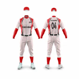 Ensemble uniforme de baseball pour hommes, maillot et pantalon sublimés, manches longues, évacuation de l'humidité, vêtements d'équipe toutes saisons - Product Image 4