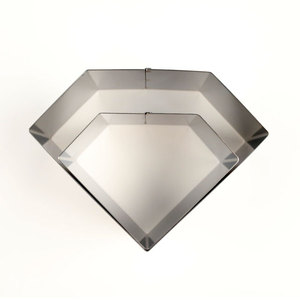 Diamond Shape Mousse Ring Stainless Steel Geometric Cake Mold Oven Safe <b>Mirror</b> Polished Surface 2 Size Options <b>Small</b> Large Korea - Product Image 5