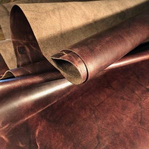 Vente en gros de cuir de vache véritable à l'huile en cuir de traction pour sac à chaussures Type de grain motif fini pour ceinture - Product Image 1