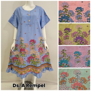 Robe décontractée pour femme en rayonne, coupe trapèze, imprimé floral, respirante, avec ourlet à volants et fermeture boutonnée, col rond - Product Image 6