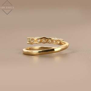 Luxury <b>Open</b> Diamond Wrap <b>Ring</b> Yellow Gold Round Cut Bypass Bridal Wedding Anniversary Jewelry Supplier For Women Gift - Product Image 4