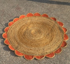 100% Handmade Braided Round Scallop Jute <b>Rug</b> | Eco-Friendly Anti-Slip Thick Natural Fiber <b>Boho</b> Area <b>Rug</b> Custom Size Wholesale - Product Image 2