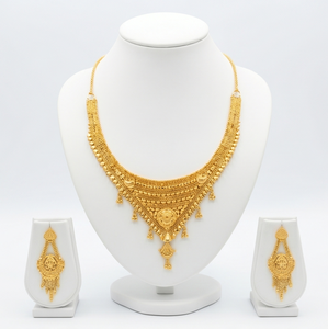 Divyoro Women's Copper Alloy Yellow Gold Plated Classic <b>Statement</b> <b>Necklace</b> Set Tassel Earrings Adjustable Length Ethnic Wedding - Product Image 1