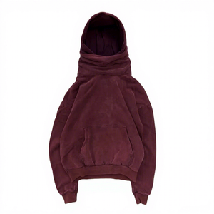 Sudadera con capucha OEM vintage lavada, estilo jersey, oversize, con capucha tipo bufanda, para hombre, lisa, a cuadros, de cuello alto, fabricante - Product Image 4