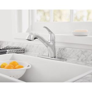 Rubinetto da Cucina Estraibile a Foro Singolo in Cromo Lucido con Acqua Calda e Fredda - Product Image 3