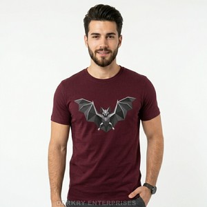 T-shirt Homme en Coton de Haute Qualité avec Impression Graphique Cœur Anatomique et Dents, Couleur Bordeaux, Style Horreur Artistique, Fabricant de Vêtements - Product Image 5
