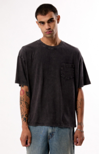 Acid Wash Regular Fit T-Shirt Black 100% Cotton Knitted Breathable <b>Turtleneck</b> Short Sleeve Casual Style Chest Pocket Newest - Product Image 5