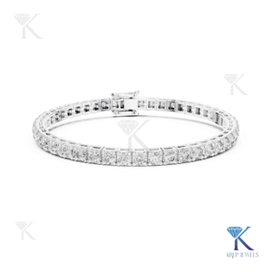 4.00 mm Lab Grown Diamond Tennis <b>Bracelet</b> Round Brilliant Cut 4 Prong Box Link 14k <b>Solid</b> Gold Fine Unisex Luxury Jewelry Gift - Product Image 3