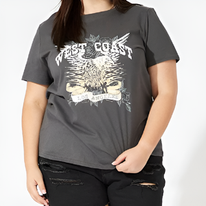 Camiseta Azul Urbana para Mujer con Opción de Logotipo Personalizado, Cuello Redondo, Manga Corta, Corte Regular, 100% Algodón, Secado Rápido, Diseño Estampado - Product Image 1