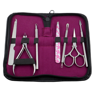 Ensemble de manucure pédicure en acier inoxydable 6 pièces avec étui en cuir synthétique coupe-ongles Kit de toilettage pour soins de beauté personnels - Product Image 5