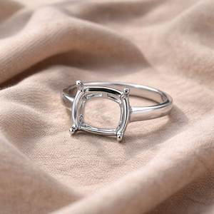 2026 HIgh Quality 925 Sterling Silver <b>Cushion</b> Frame Ring Setting Polished 4 Prong Ring Semi Mount for Gemstone Wholesale Jewelry - Product Image 3