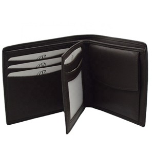 <b>Men's</b> Genuine Leather Bifold <b>Wallet</b> Slim Fold Minimalist Design Short Length Daily Use Length ID Card Slot Open Polyester Coins - Product Image 3