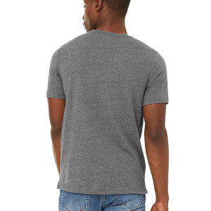 T-shirt pour homme, uni, noir et gris clair, grande taille, coton gris, coupe classique, manches courtes, respirant et à séchage rapide - Product Image 5