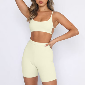 Ensembles de sport pour femmes, tenues 2 pièces, débardeur court et short de yoga sans couture - Product Image 4
