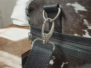 Bolsa de Viaje de Cuero Genuino Estilo Vintage con Pelo de Vaca, Multifuncional, para Gimnasio, Fin de Semana, LHDB-0059 - Product Image 6