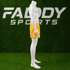Shorts de basket-ball en mesh personnalisés par sublimation pour hommes, streetwear jaune tie-dye, respirants, séchage rapide, pour la gym, l'entraînement et le sport. - Product Image 3