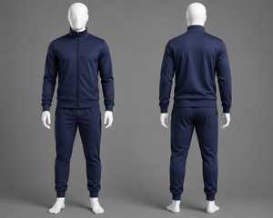 Conjunto Deportivo Azul para Hombre, Chaqueta con Cierre y Pantalones Jogger, Ropa Deportiva Informal, 2 Piezas, Venta al Por Mayor, OEM, Personalizado - Product Image 1