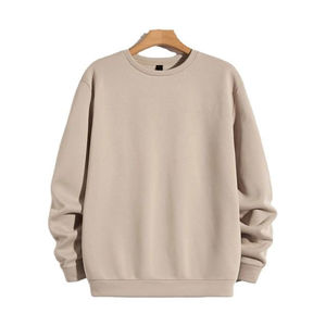 Top Trending Men's Crew Neck Sweatshirt 100% Cotton Solid Color Regular Fit Casual Pullover Autumn Wear High Street Sweatshirts - Product Image 3