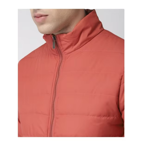 Chaqueta Acolchada Ligera para Hombre, Color Rojo Coral, Cuello Alto, Cierre de Cremallera, Abrigo de Invierno, Fabricación OEM, Prenda Exterior Informal de Primera Calidad - Product Image 4