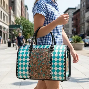 Urban Designer Genuine Leather Shoulder Bag Women <b>Handbag</b> Zipper Purse Portable Daily Travel Bag Floral Aesthetic design - Product Image 3