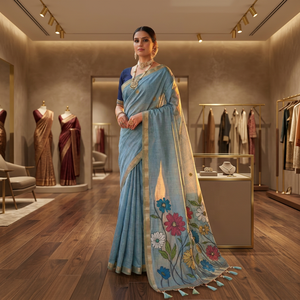 Sari de tela de algodón de excelente calidad para mujeres, para ropa étnica y para bodas, de proveedor indio. - Product Image 1