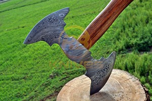 Hand Forged Damascus Steel <b>Axe</b> Custom Viking Tomahawk Wooden <b>Handle</b> Camping Hunting Survival Hatchet Outdoor Tool - Product Image 3